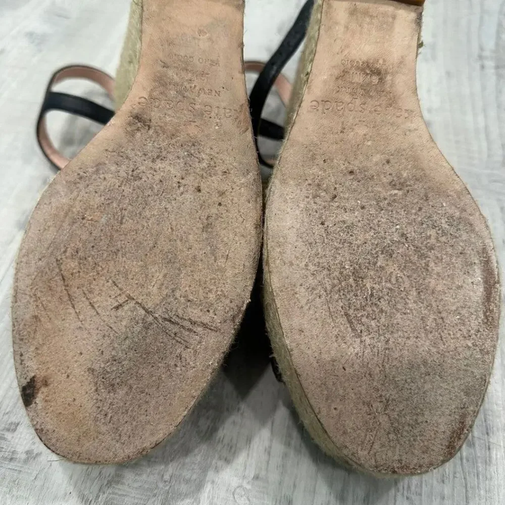 Kate Spade New York Leather Espadrilles Navy 6.5